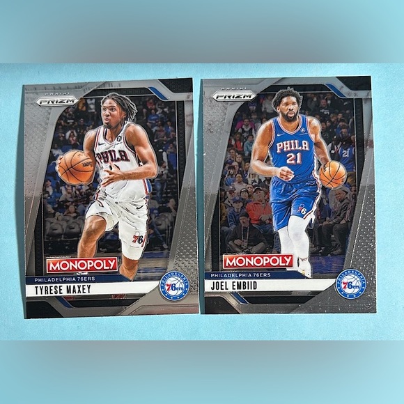 Panini Other - Philadelphia 76ers Tyrese Maxey, Joel Embiid 2- 2024-25 Panini Monopoly cards